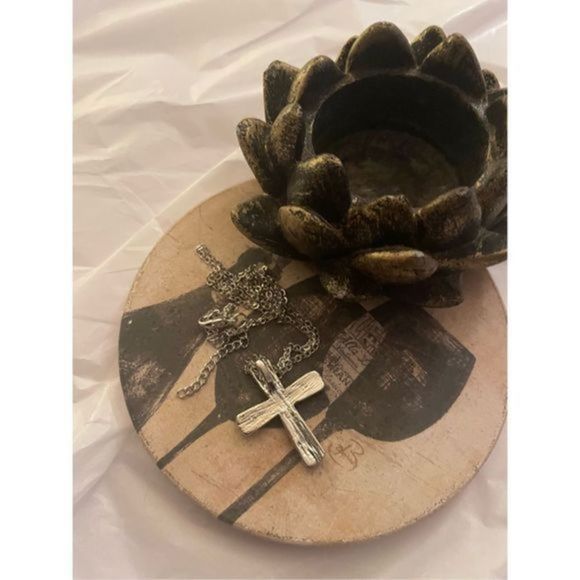 Pretty blue opal X CROSS NECKLACE - Picture 3 of 6